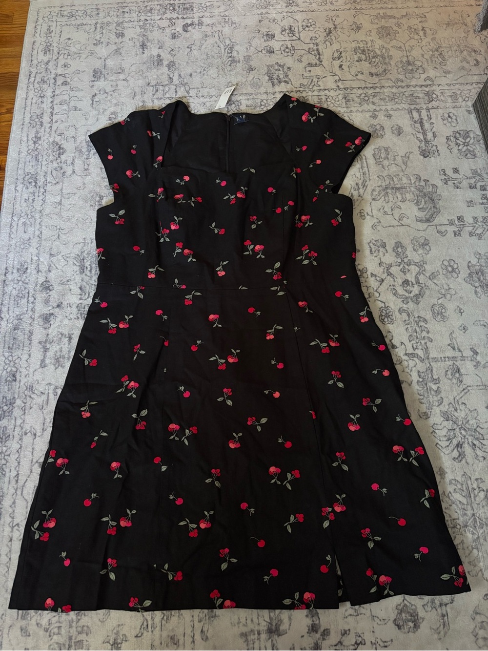 GAP Black Midi Dress with Red Cherry Print